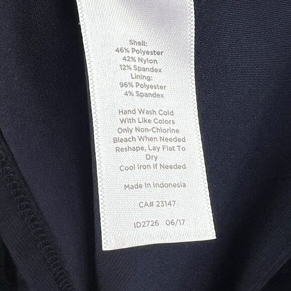 Talbot Navy Blue Burnout Velvet Blouse Size S Long Sleeve Damask - Picture 11 of 12